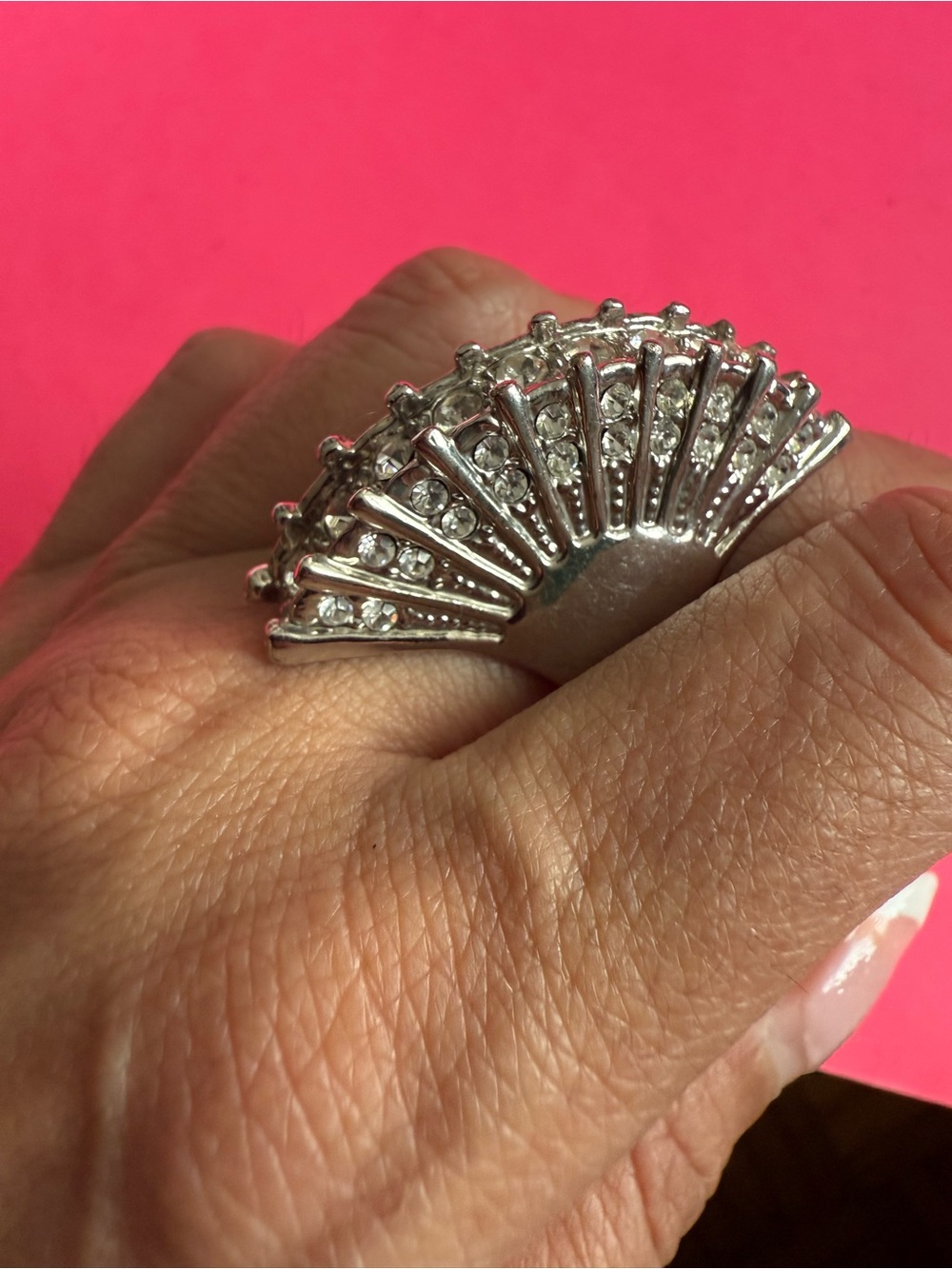 925 sterling silver Statement Ring with swarovski Crystals-size 7